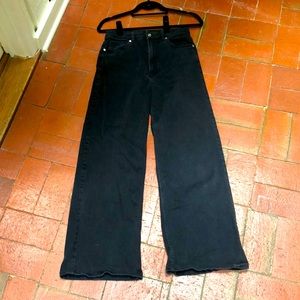 H&M Wide Leg Black Denim Size 8
